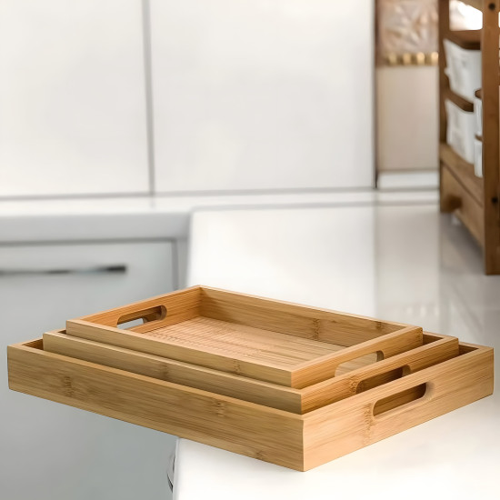 Wooden Tray Set 3 Pcs